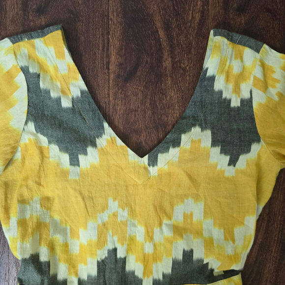 Anthropologie The Odells Bento Jumpsuit Short Sleeve V Neck Chevron NWT XS - Picture 7 of 12